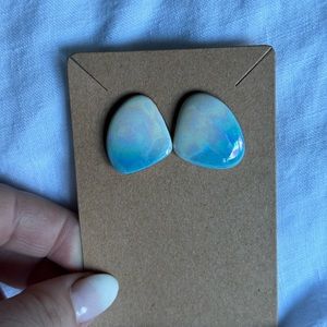Iridescent shimmer blue earrings post